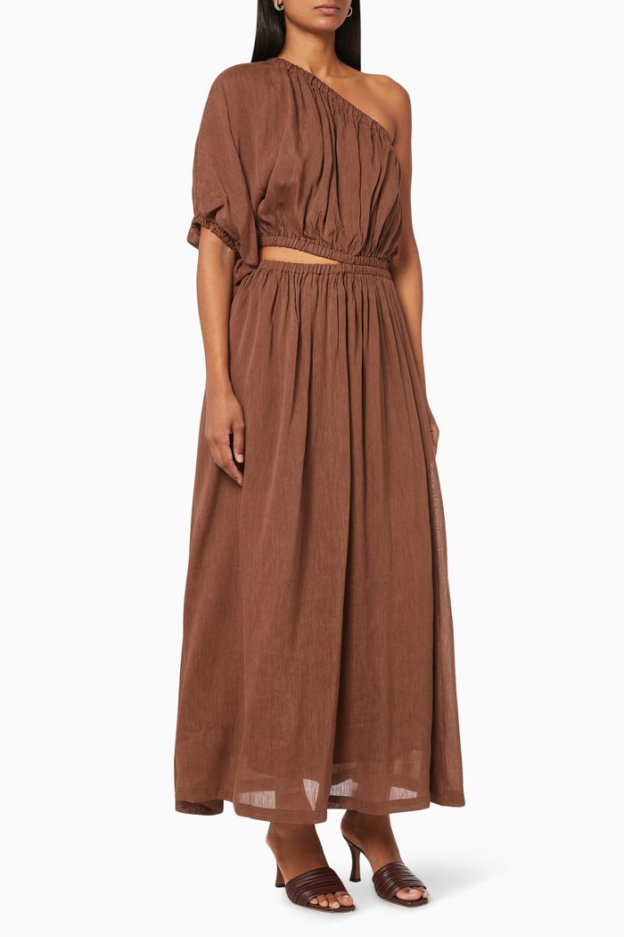 

Wanderess Linen Viscose Maxi Dress, Brown