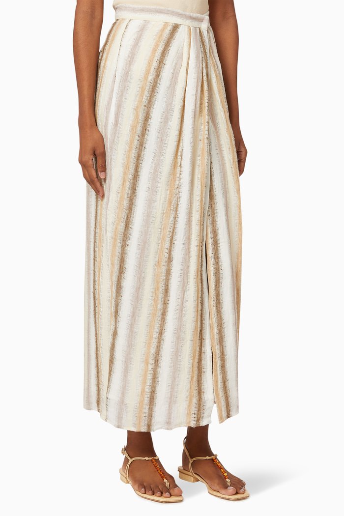 

Seventies Soul Stripe Linen Skirt, Brown