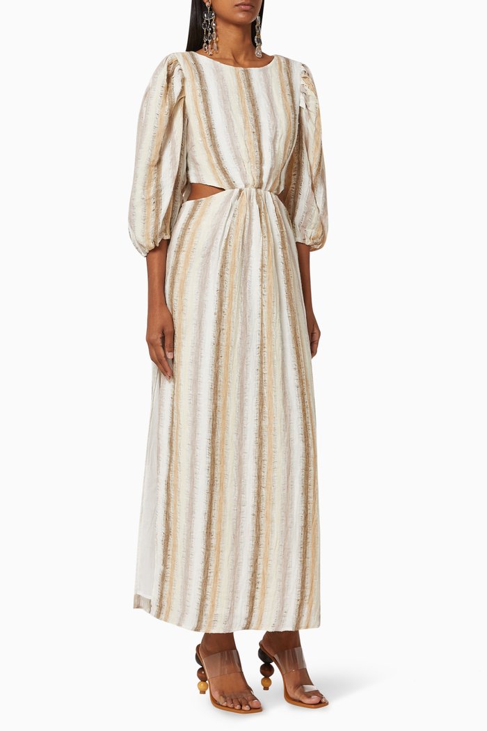 

Seventies Soul Stripe Linen Dress, Brown