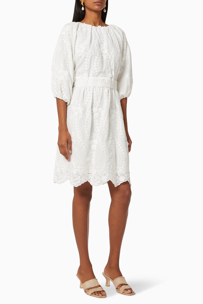 

Sunset Dreams Lace Cotton Dress, Neutral