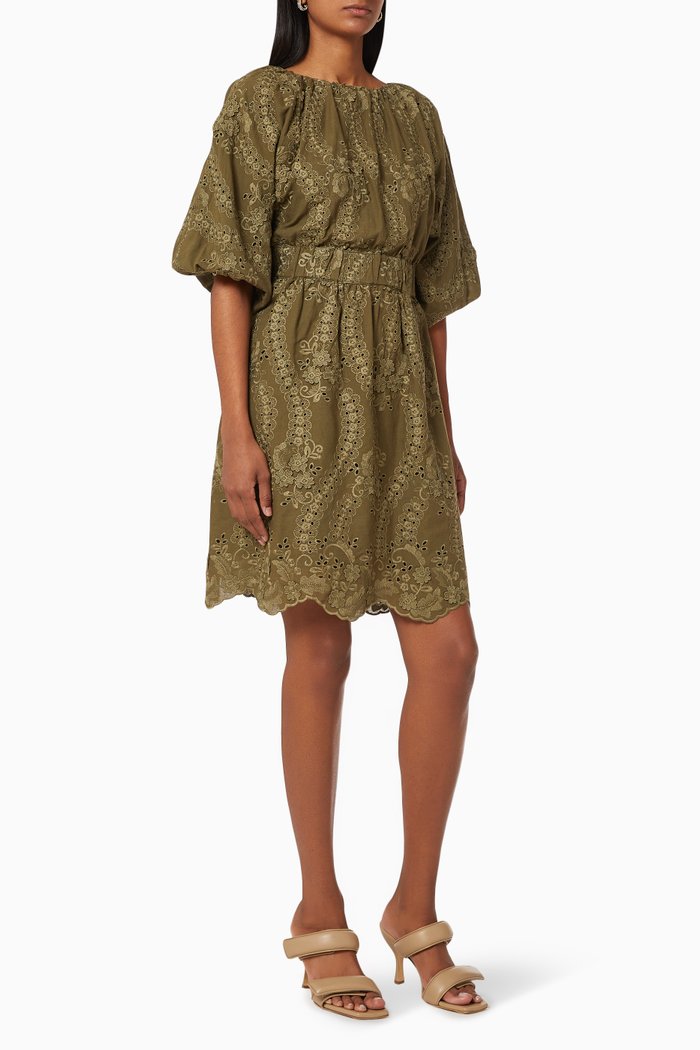 

Sunset Dreams Lace Cotton Dress, Brown