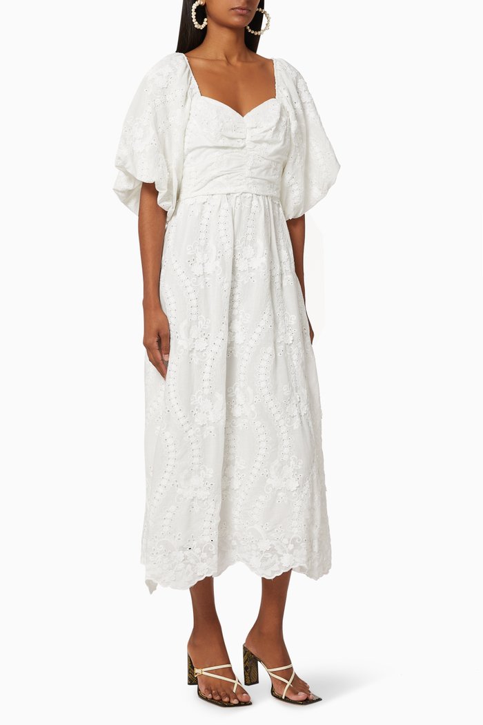 

Sunset Dreams Lace Cotton Dress, Neutral