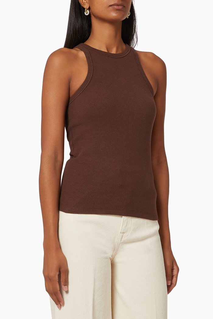 

Maverick Ribbed Cotton Tank Top, Brown