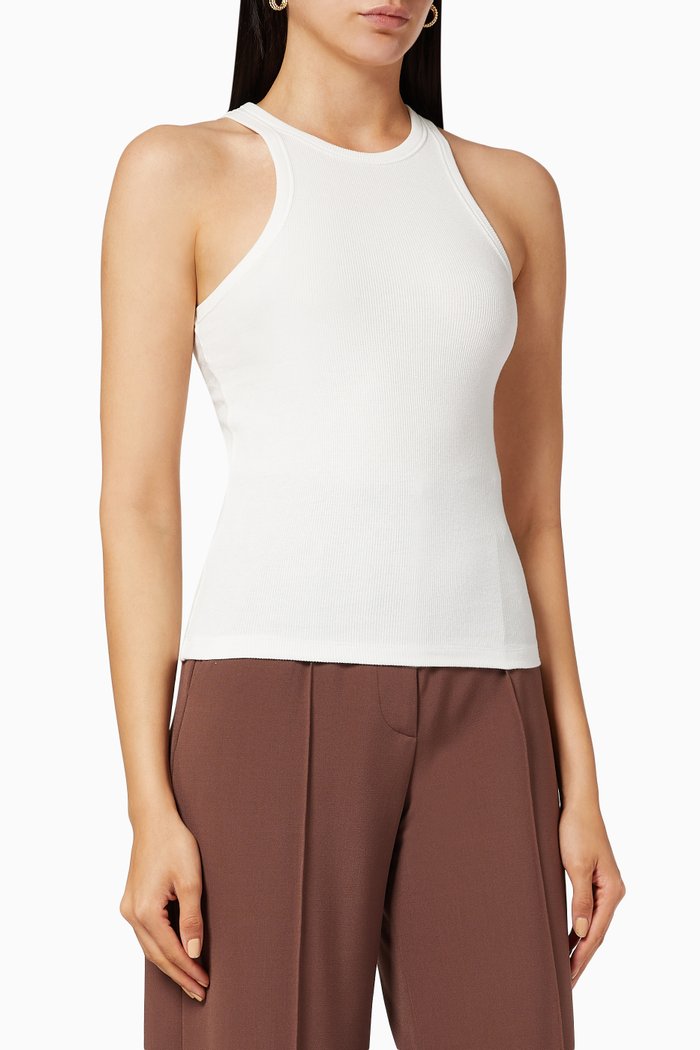 

Maverick Ribbed Cotton Tank Top, Neutral