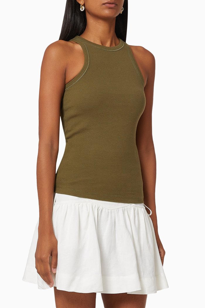 

Maverick Ribbed Cotton Tank Top, Brown