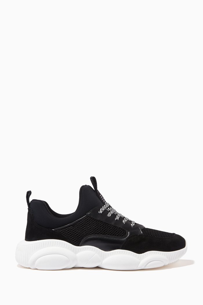 

Teddy Sneakers in Mixed Leather, Black