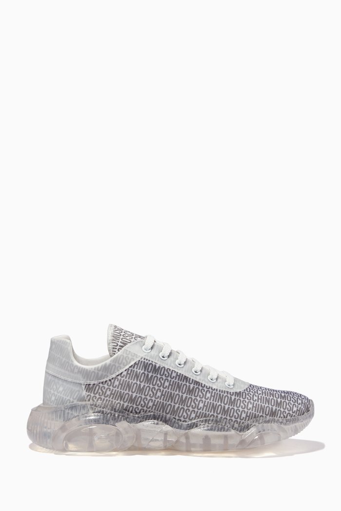 Teddy Logo Sneakers in Nylon & PU, White
