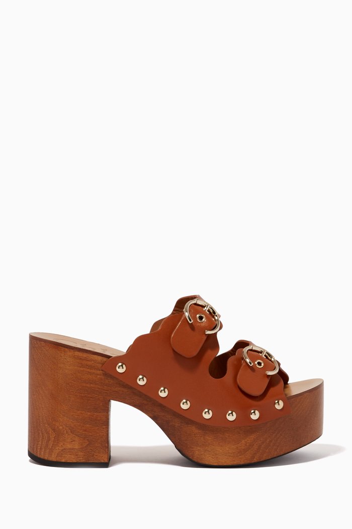 

Ingrid Clog Mules in Semi-vegetal Calfskin, Brown