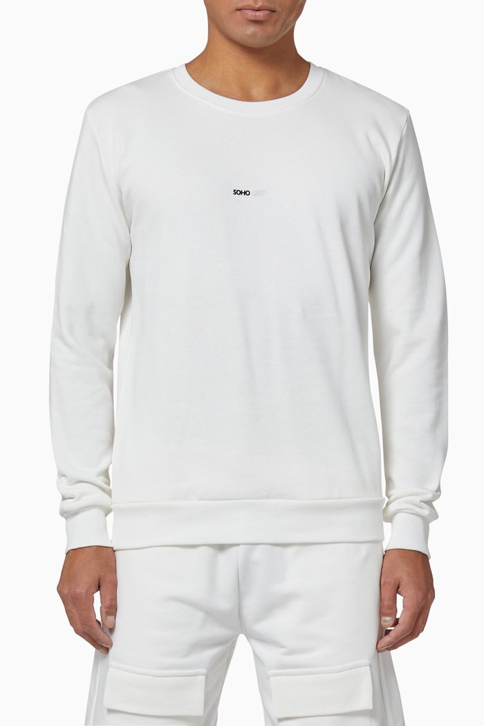 

Logo Cotton Sweater, White
