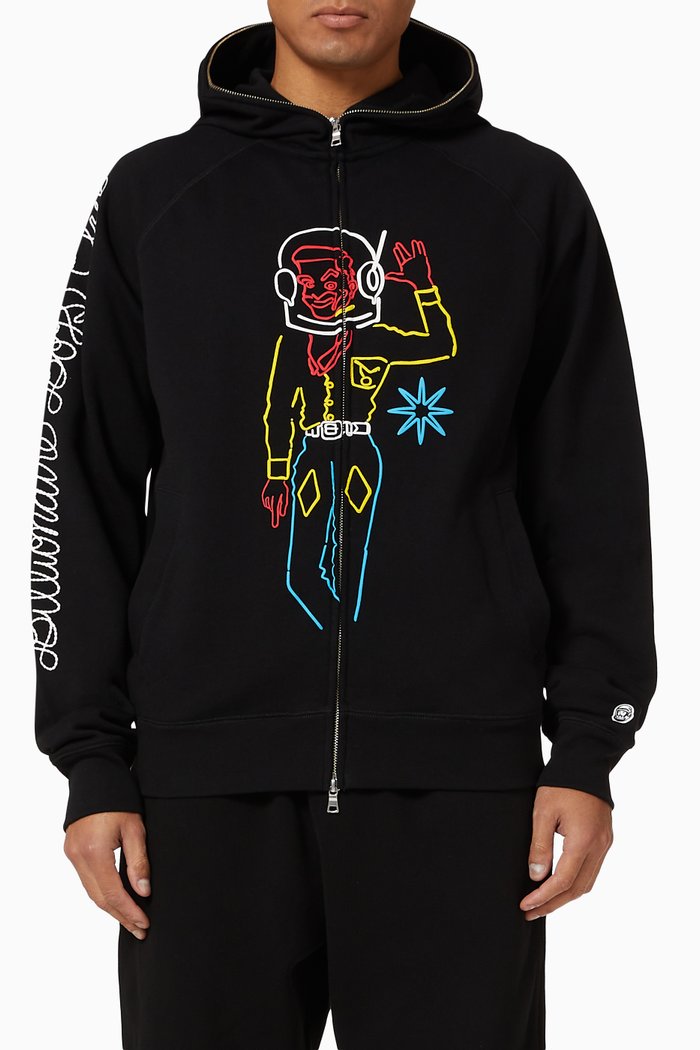

Space Cowboy Zip-Up Hoodie, Black