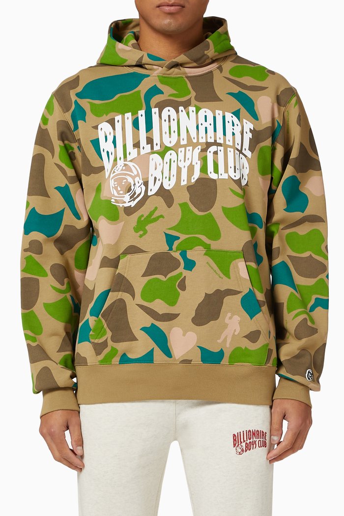 

Camo Print Arch Logo Hoodie, Neutral