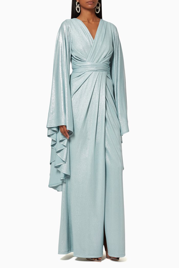 

Gathered Crepe Dress, Green