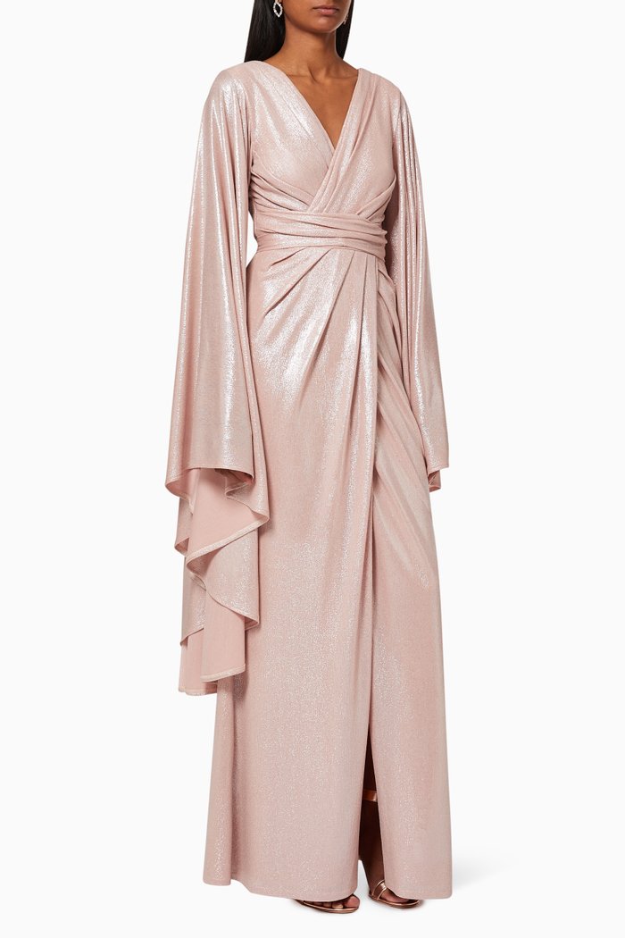 Gathered Crepe Dress, Pink