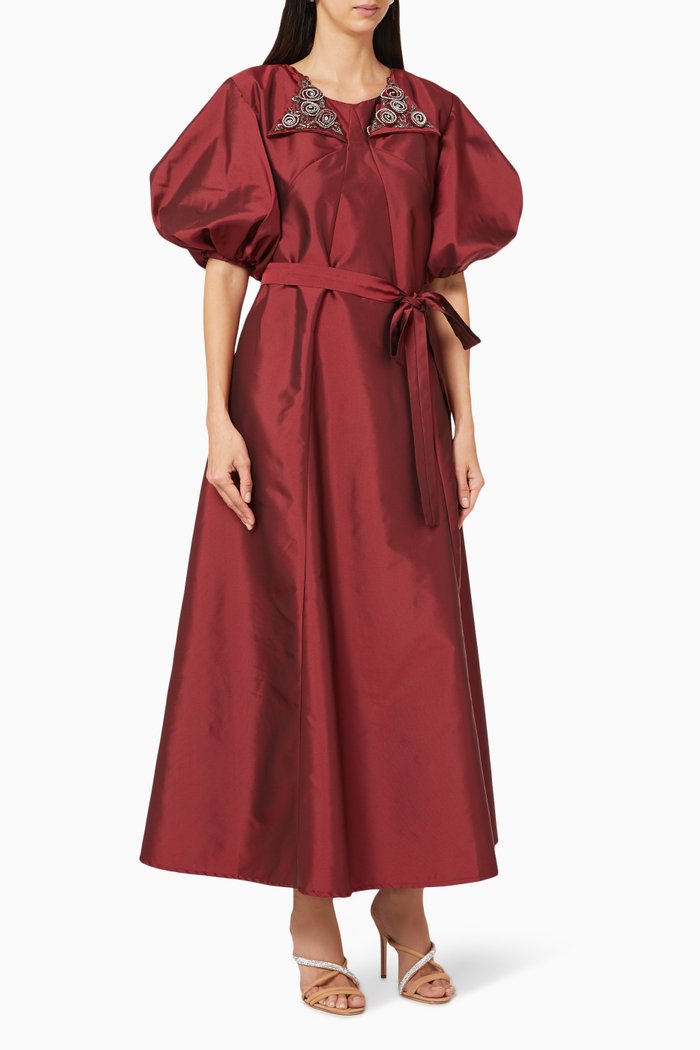 

Embellished Beads Dress, Burgundy