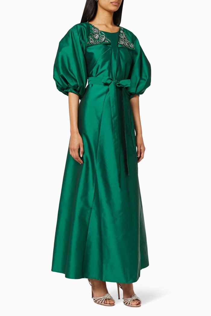 Embellished Beads Dress, Green