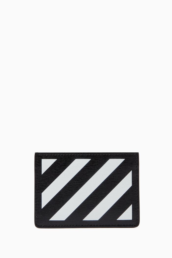 

Diagonal Stripe Cardholder in Leather, Black