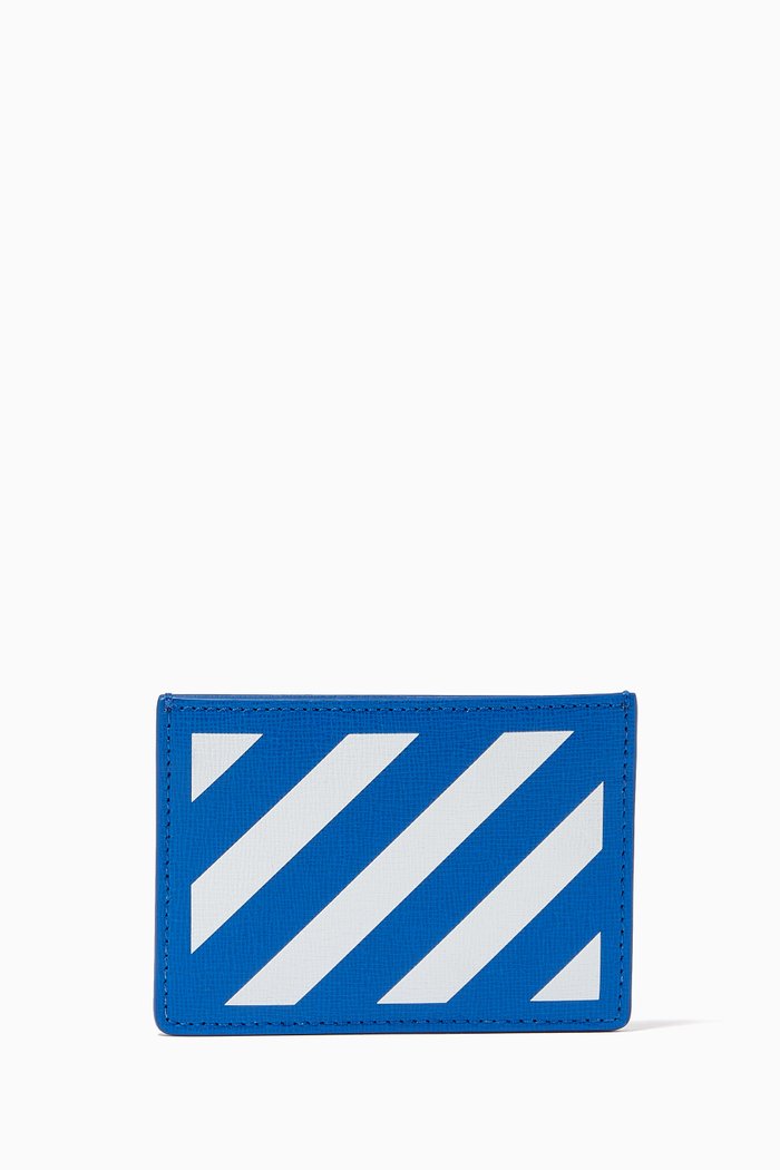 

Diagonal Stripe Cardholder in Leather, Blue