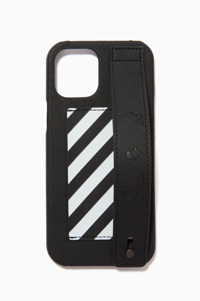 

Diagonal Stripe iPhone 12 Pro Max Case in PU, Black