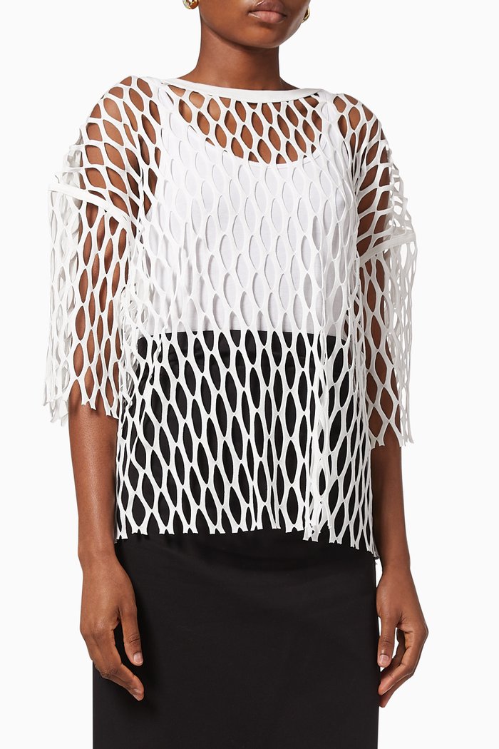

Henand Mesh Top in Jersey, White