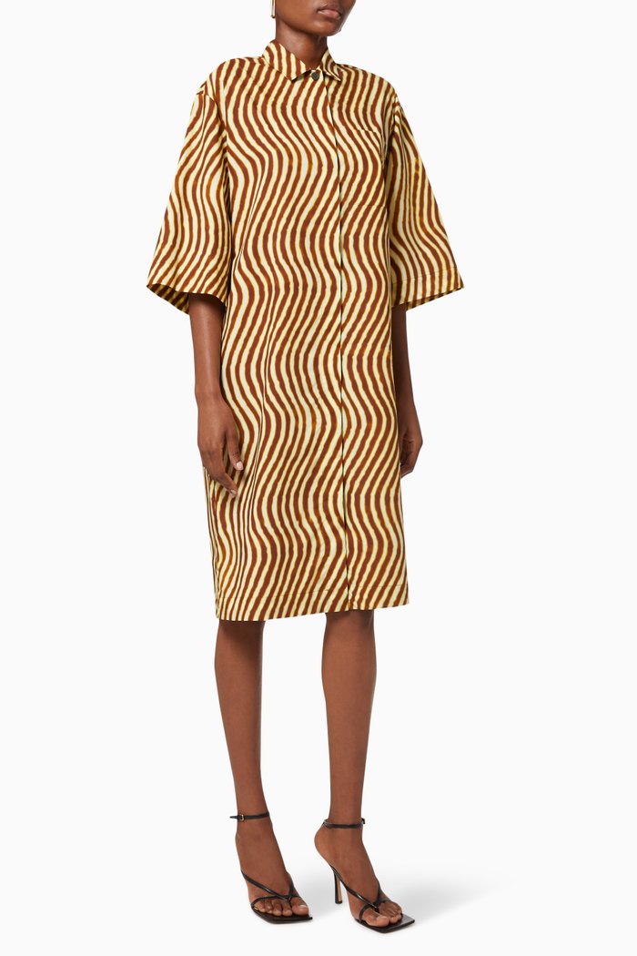 

Dorali Printed Dress in Cotton, Brown