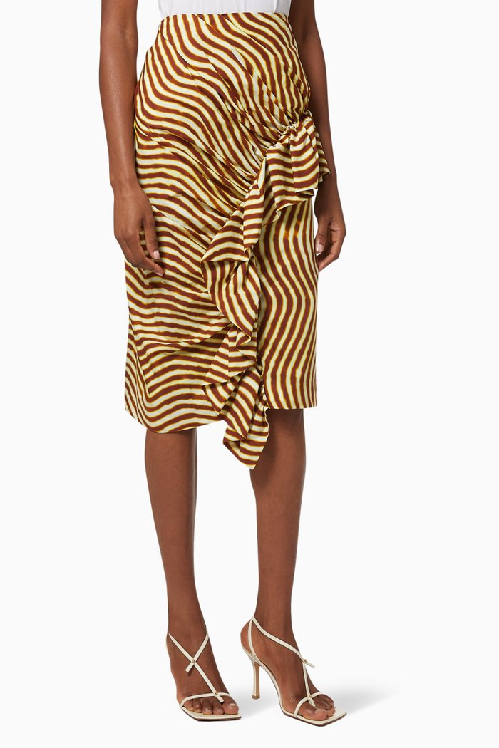 

Syvan Printed Skirt in Cotton, Brown
