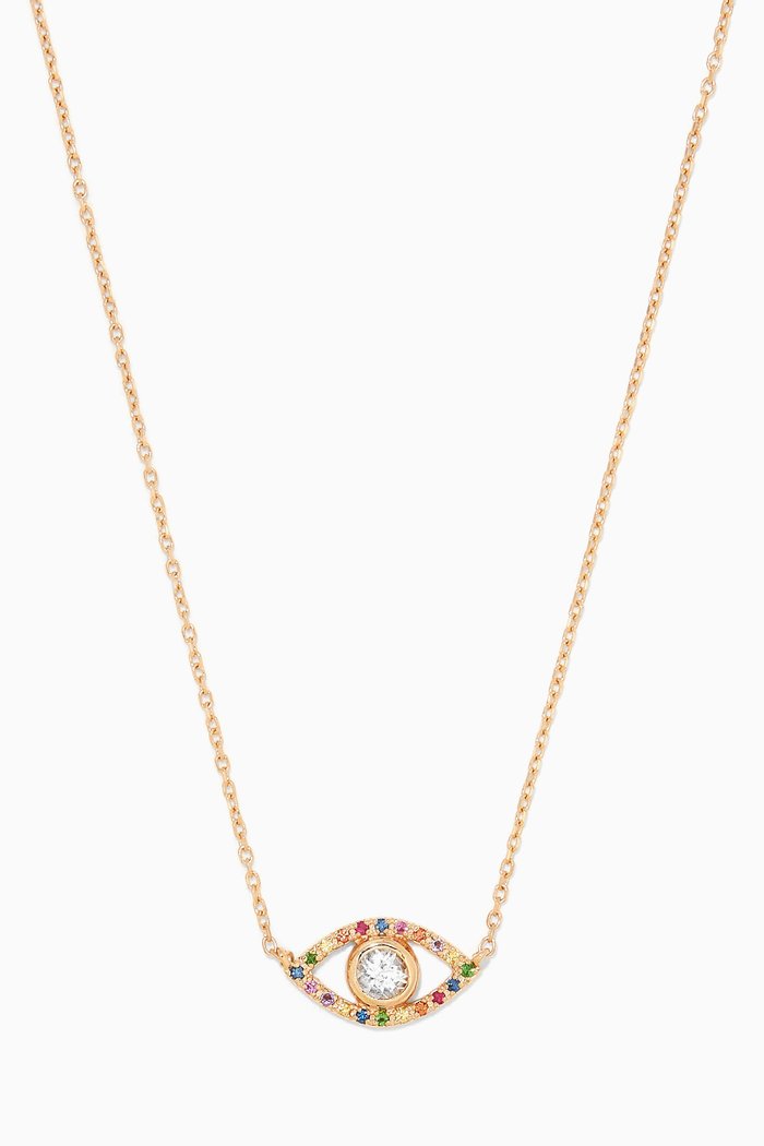 

Classique Evil Eye Sapphire & Topaz Necklace in 14kt Yellow Gold