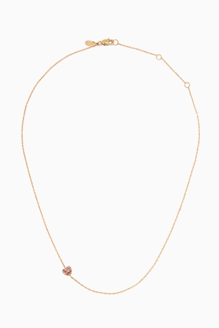 

Love Letters Rainbow Heart Sapphire Necklace in 14kt Yellow Gold