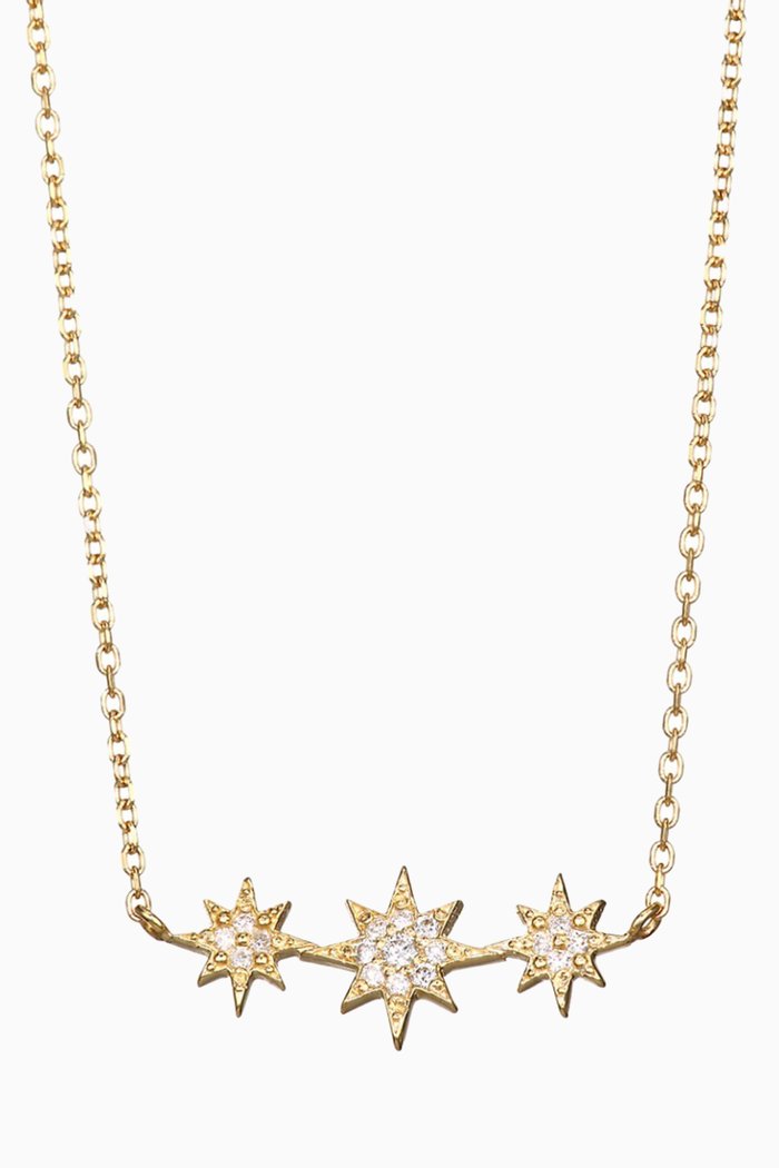 

Aztec North Star Micro Bar Diamond Necklace in 14kt Yellow Gold