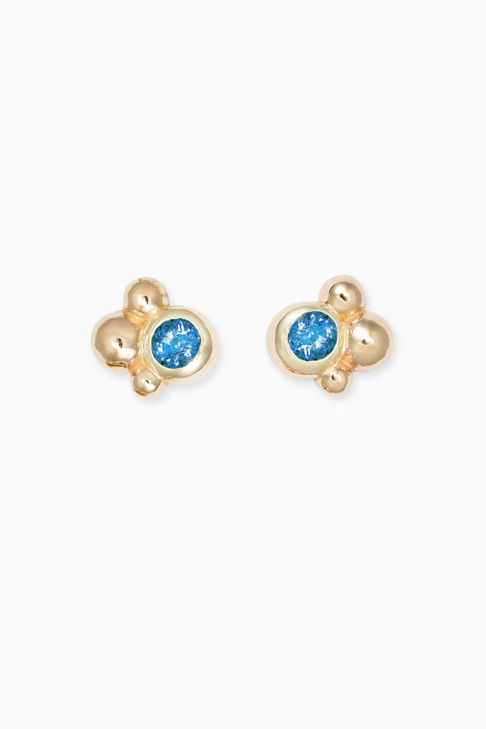 

Fleur Cluster Studs in 14kt Yellow Gold, Blue