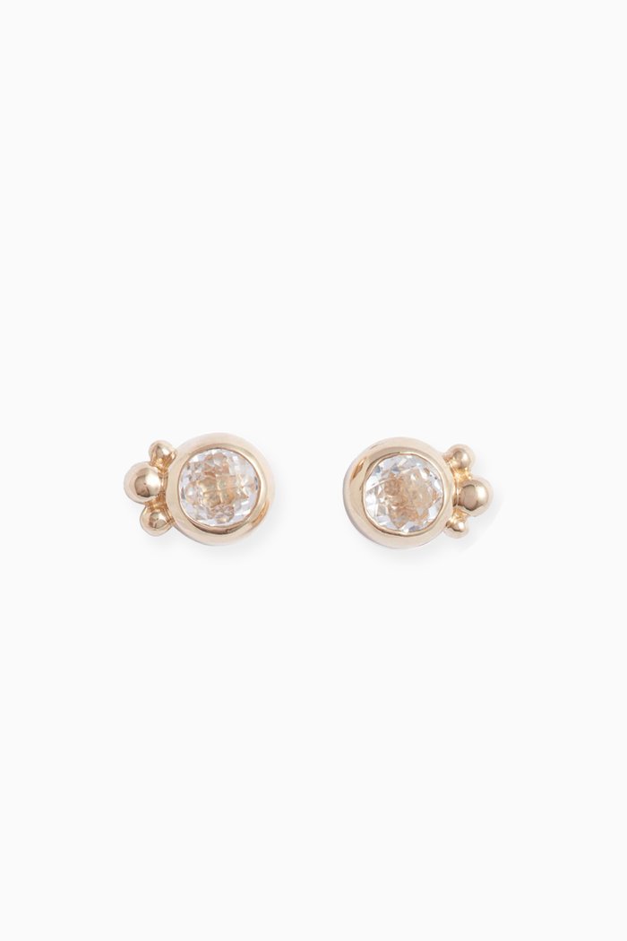 

Fleur Cluster Studs in 14kt Yellow Gold, White