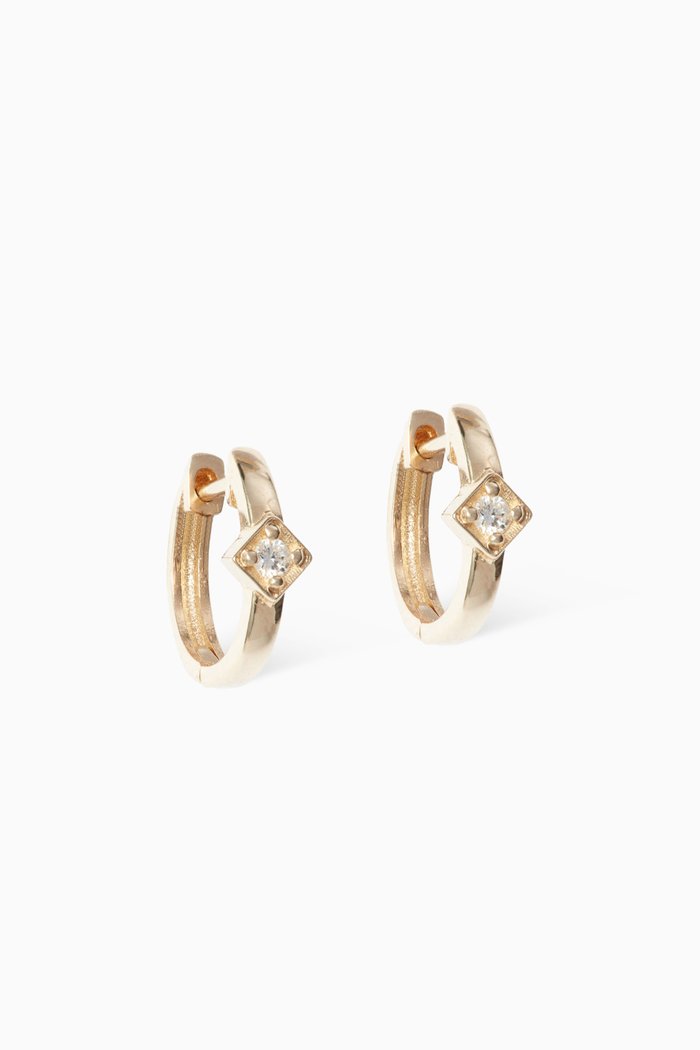 

Cleo Square Diamond Huggies in 14kt Yellow Gold, White