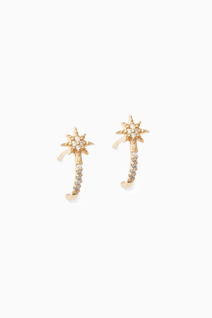 

Aztec North Star Micro Diamond Huggies in 14kt Yellow Gold, White