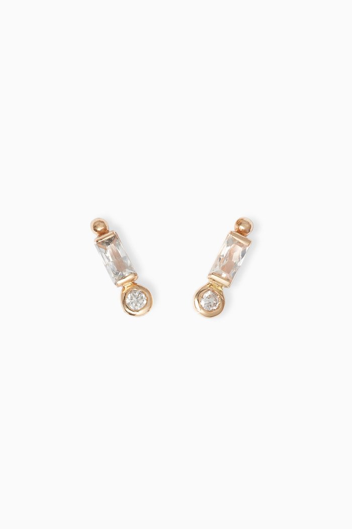

Cleo Baguette Diamond Studs in 14kt Yellow Gold, White