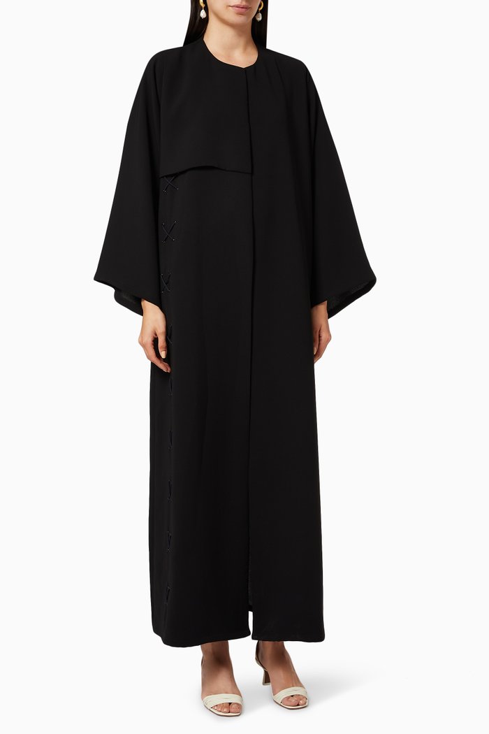 

Criss-Cross Thread Crêpe Abaya, Black