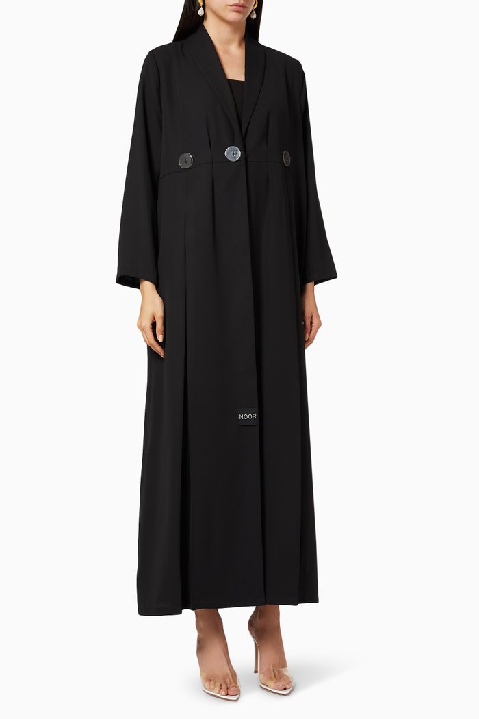 Buttoned Crêpe Abaya, Black