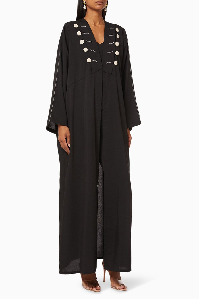 

Buttoned Crêpe Abaya, Black