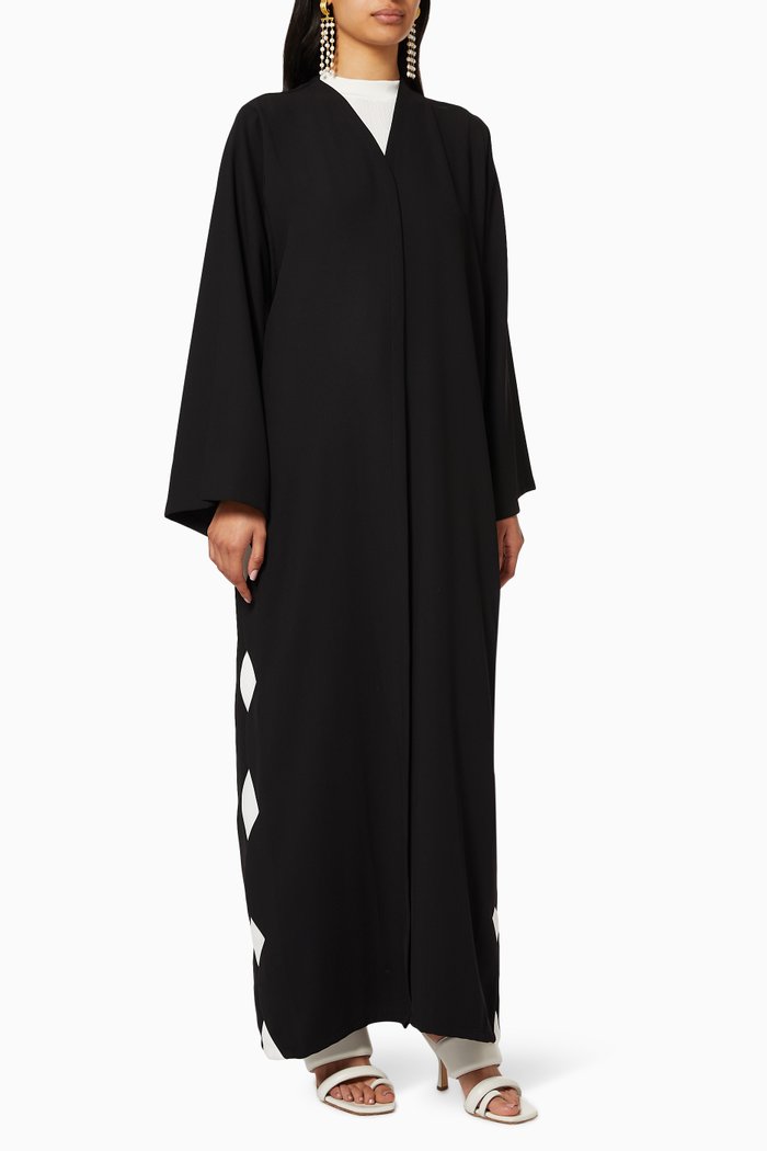 

Diamond Cut-Out Crêpe Abaya, Black