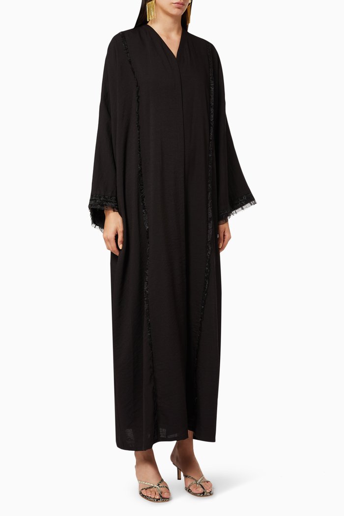 

Frilled Crêpe Abaya, Black