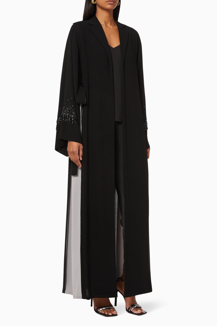 

Beaded Side Panel Crêpe Abaya, Black