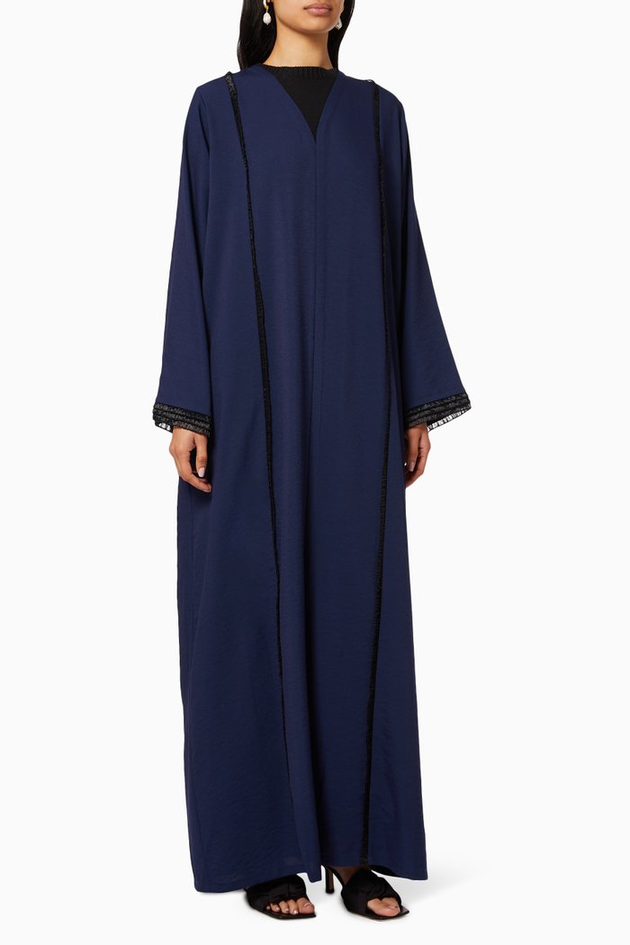 

Frilled Crêpe Abaya, Blue