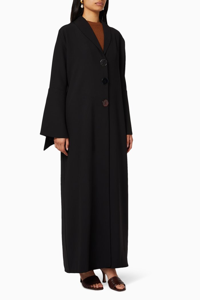 

Buttoned Crêpe Abaya, Black