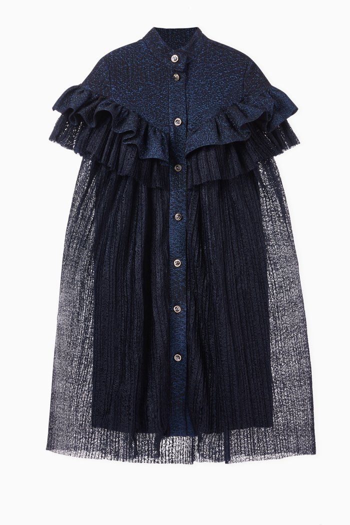 

Frill Shirt Dress, Blue