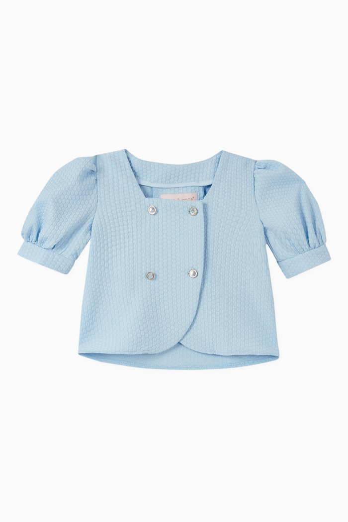 

Textured Buttoned Blouse, Blue