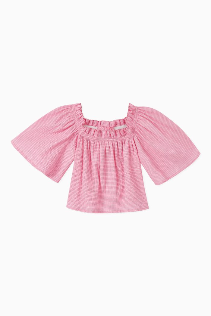

Smocked Frill Blouse, Pink