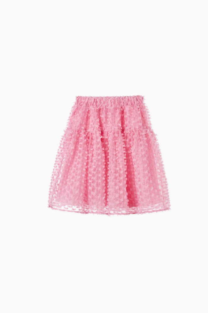 Embroidered Tulle Skirt, Pink