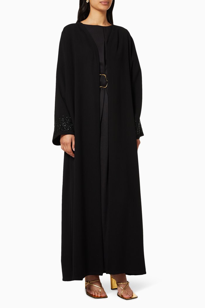 

Beaded Crêpe Abaya, Black