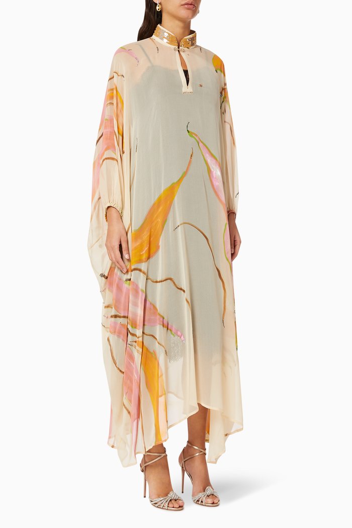 

Printed Kaftan with Crystal Embroidery, Multicolour