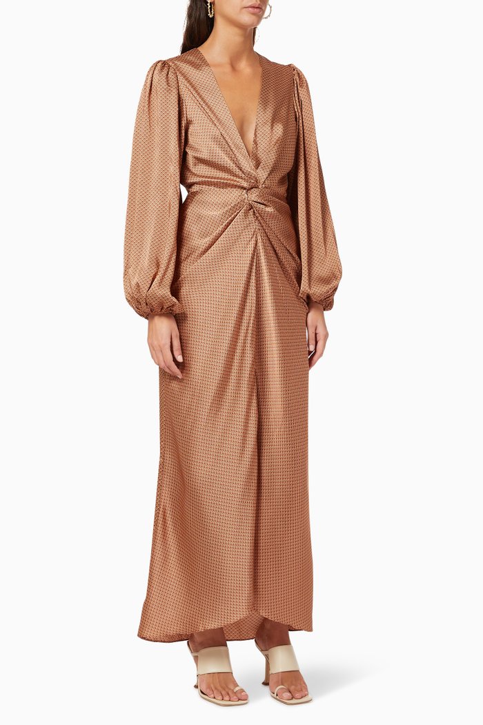 

Adorn Satin Dress, Brown