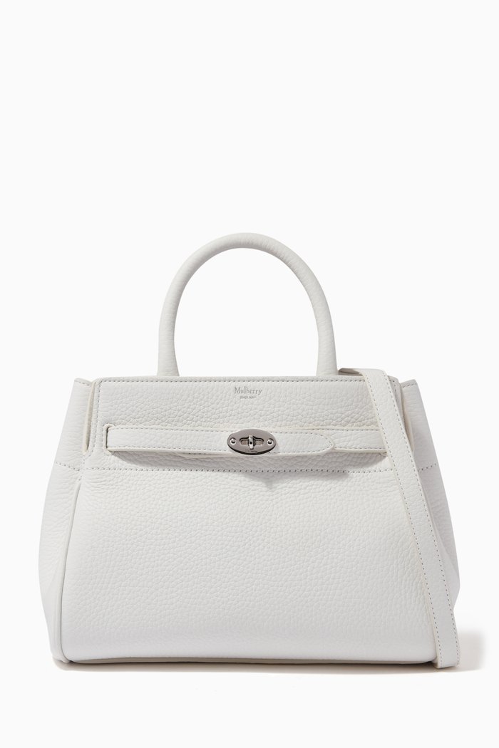 

Small Belted Bayswater Shoulder Bag in Heavy Grain Leather, White