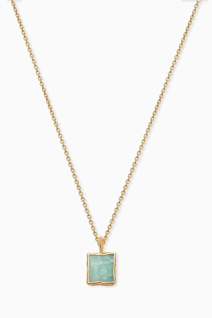 Amazonite Charm Necklace in 18kt Gold Vermeil on Sterling Silver, Green